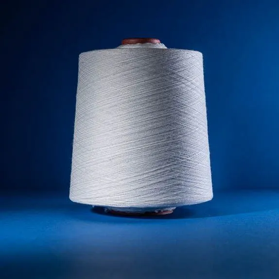 Superabsorbent Yarn Netting on a blue background
